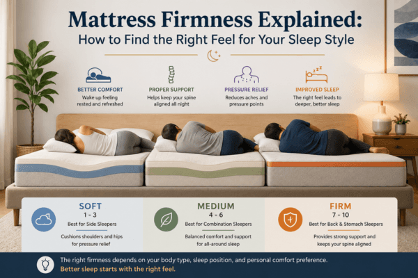Mattress Firmness Explained: How to Find the Right Feel for Your Sleep Style | Article Thumbnail
