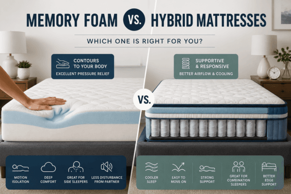 Memory Foam vs. Hybrid Mattresses: Which One Is Right for You? | Article Thumbnail